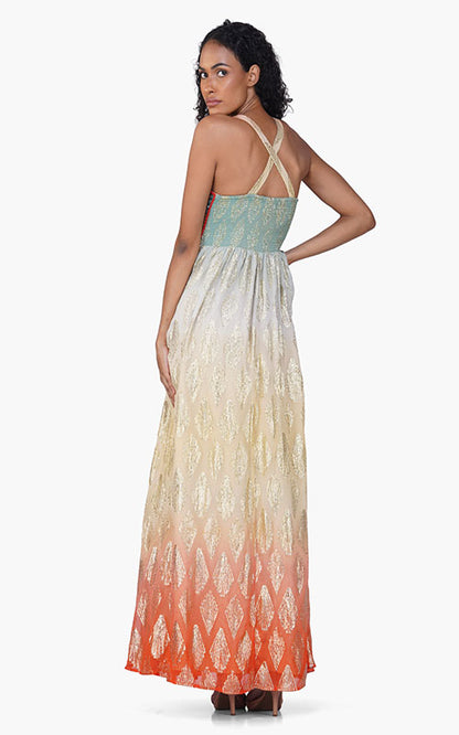 Magnolia Lurex Hand-Beaded Maxi Dress