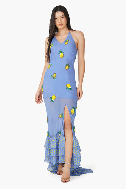 Lemon Crush Embroidered Maxi Dress