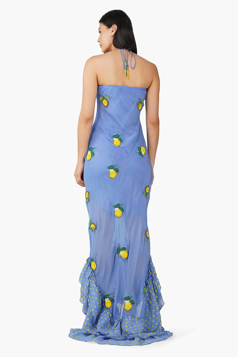 Lemon Crush Embroidered Maxi Dress