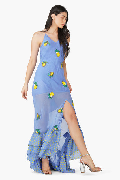 Lemon Crush Embroidered Maxi Dress