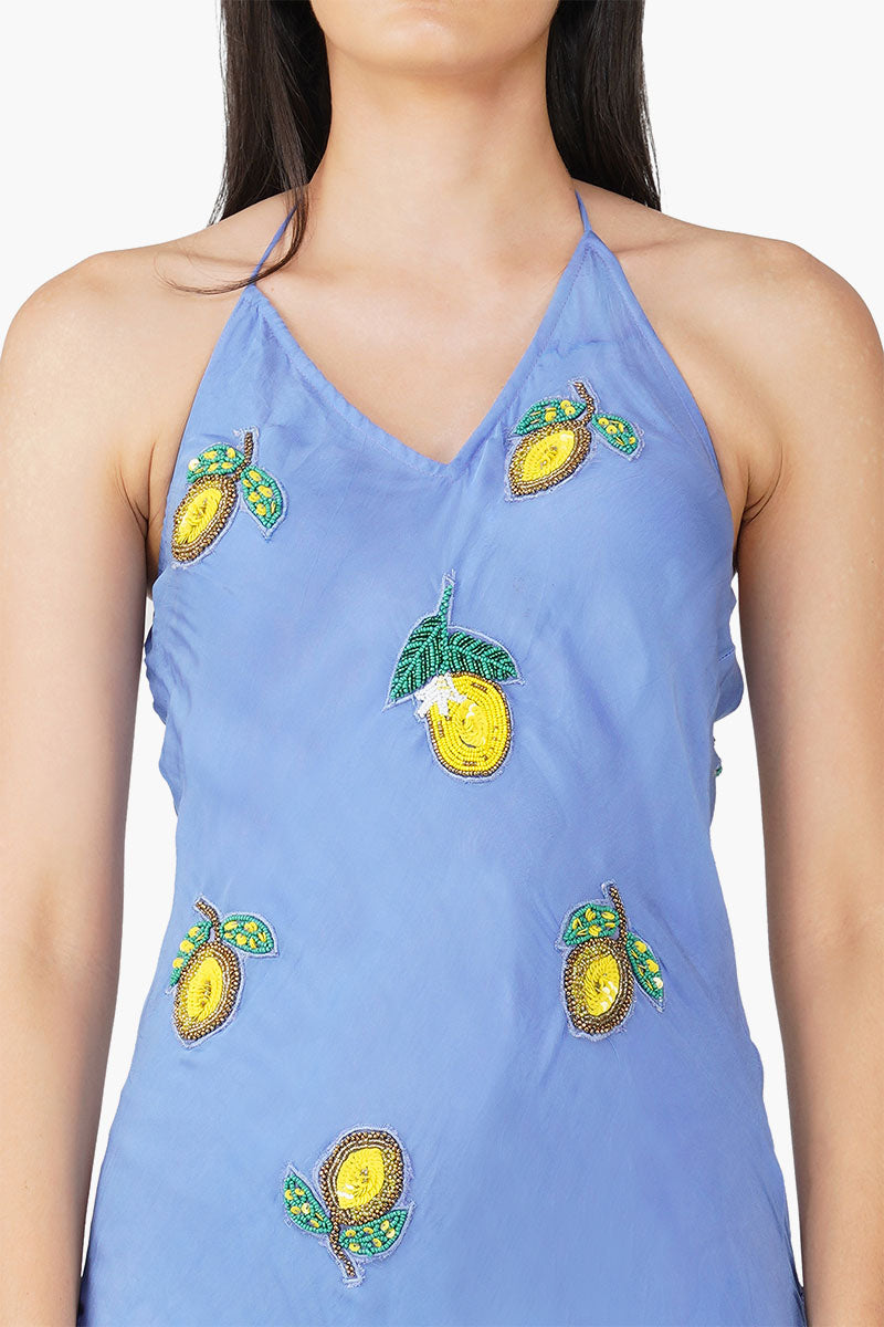 Lemon Crush Embroidered Maxi Dress