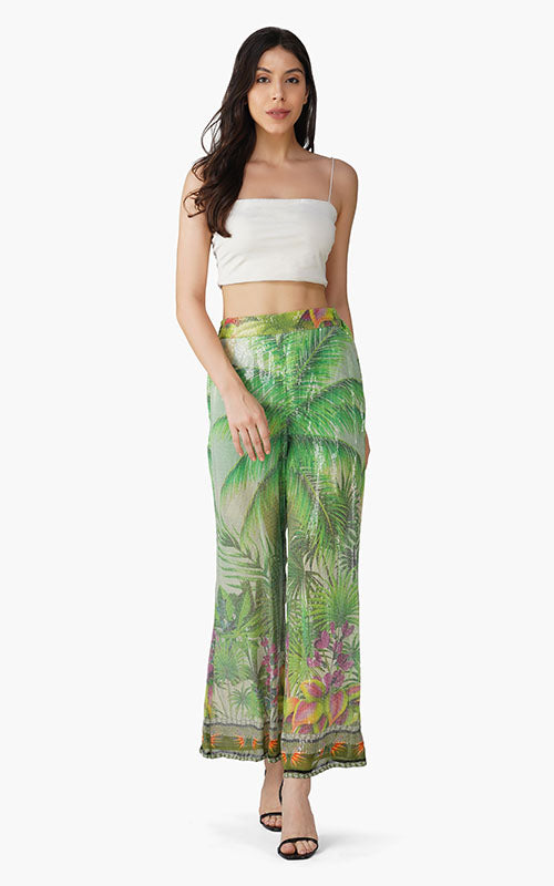 Palm Tree Sequinned Pants