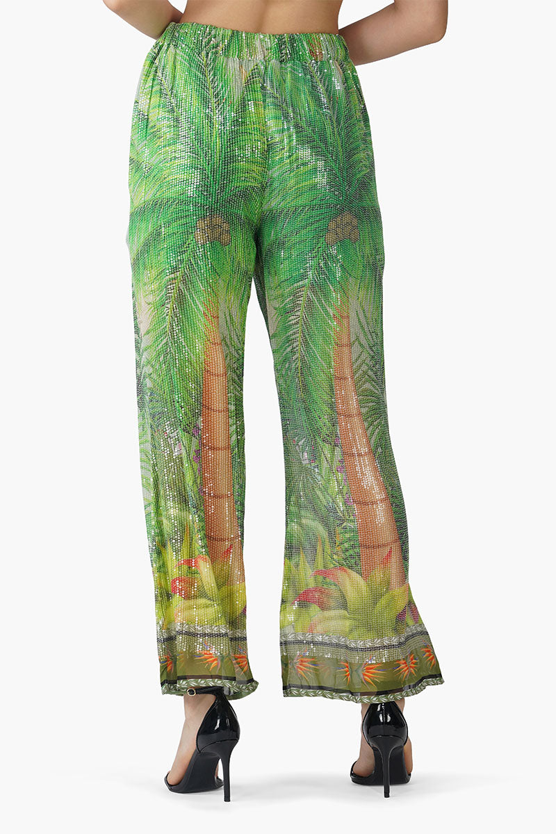 Palm Tree Sequinned Pants