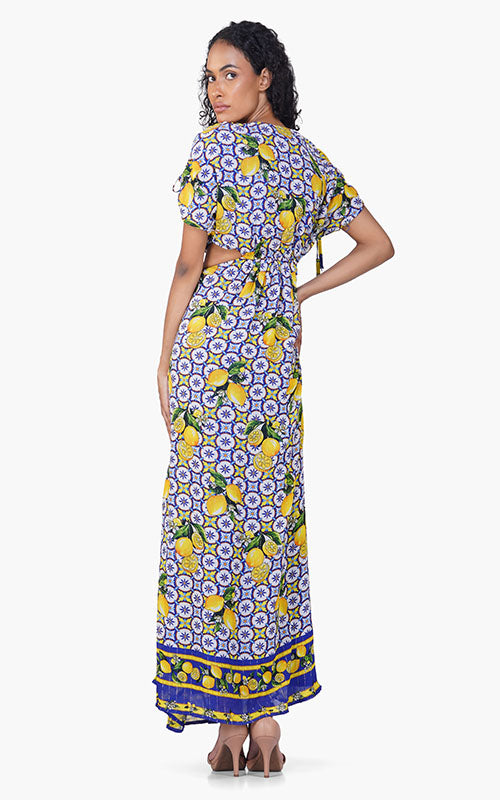 Citrus Lemon Lurex Print Dress