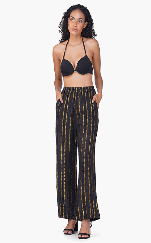 Set of 6 Gold Charm Black Pants (S,M,L)