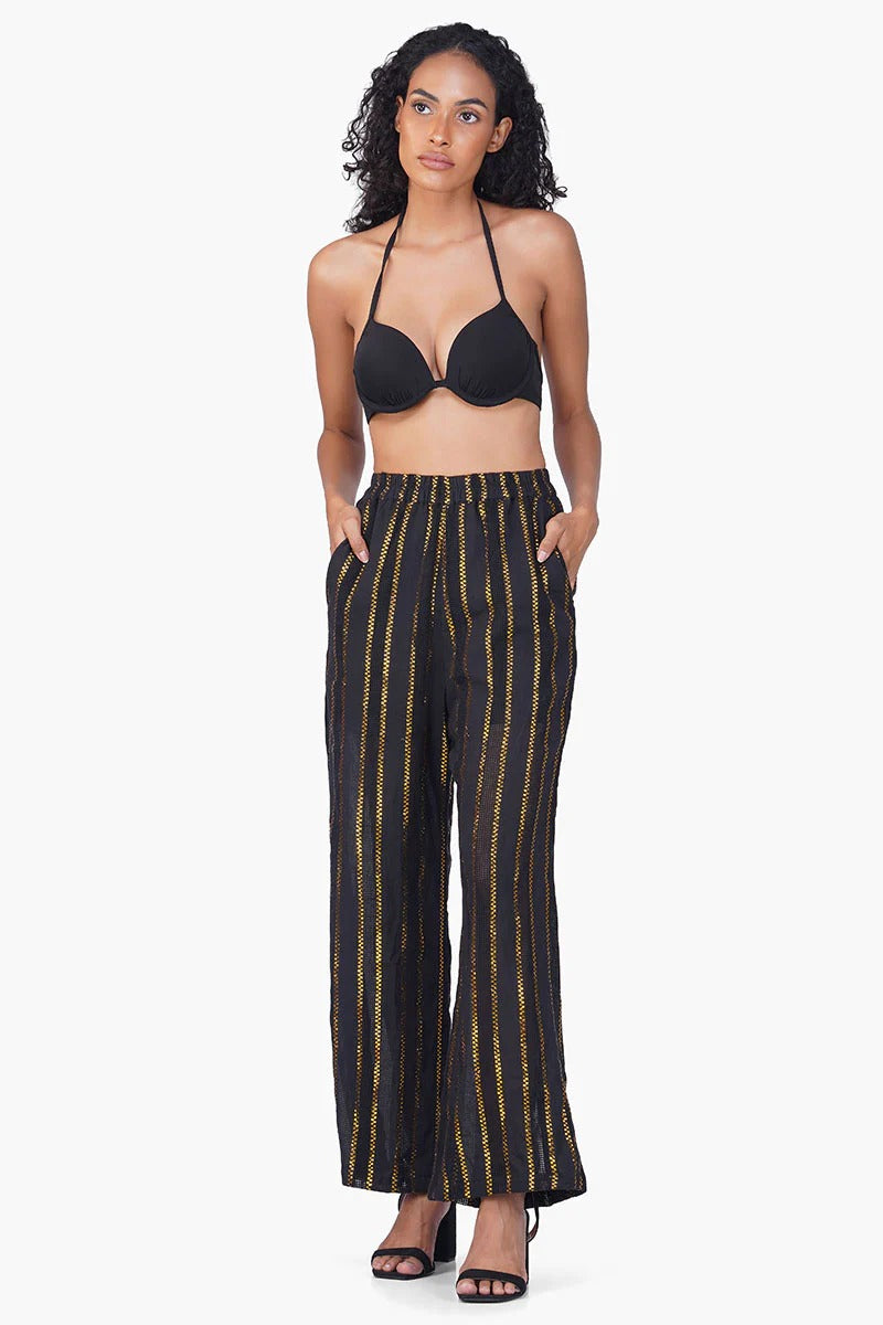 Set of 6 Gold Charm Black Pants (S,M,L)