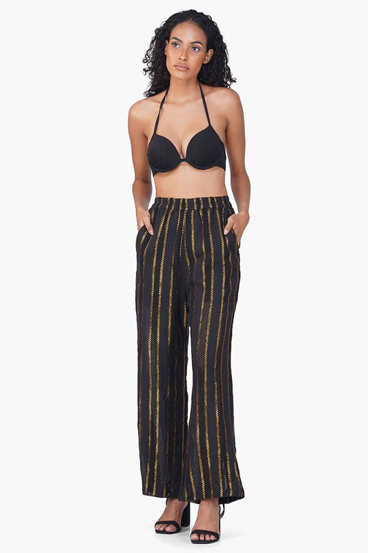 Set of 6 Gold Charm Black Pants (S,M,L)