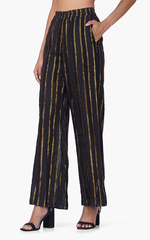 Set of 6 Gold Charm Black Pants (S,M,L)