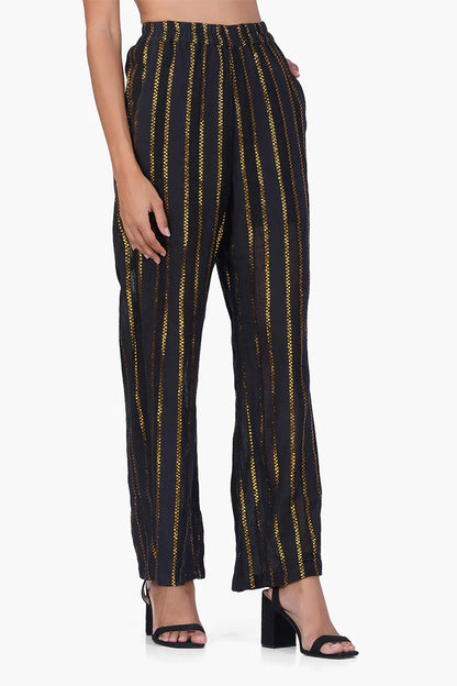 Set of 6 Gold Charm Black Pants (S,M,L)