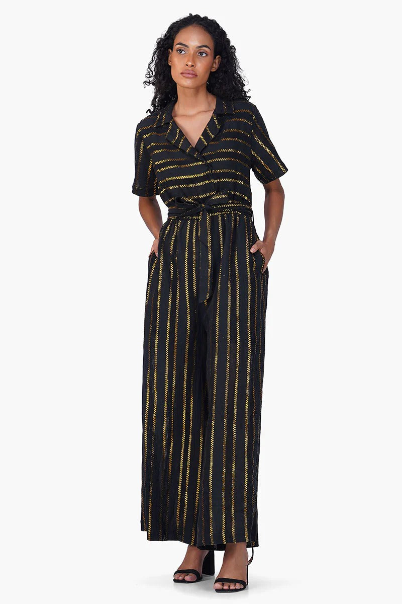 Set of 6 Gold Charm Black Jumpsuit (S, M & L)