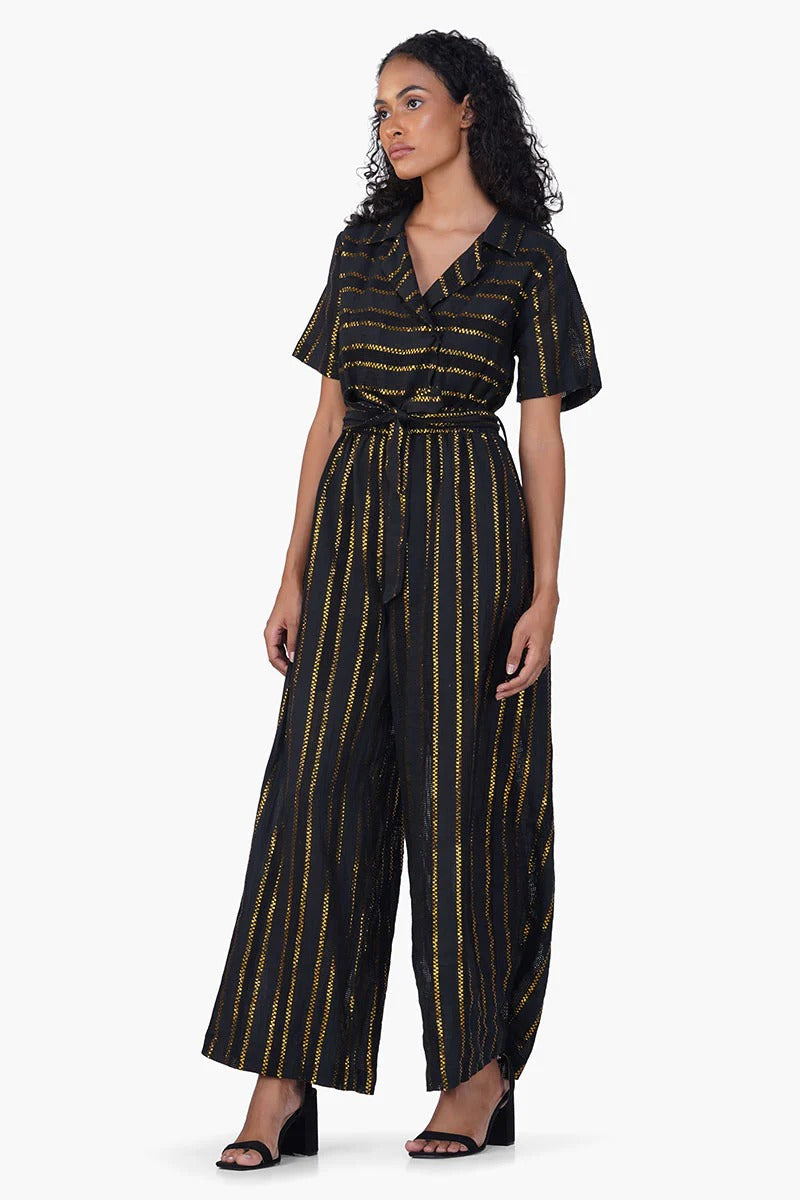 Set of 6 Gold Charm Black Jumpsuit (S, M & L)