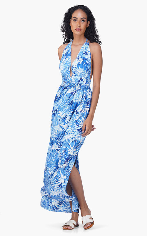 Set of 6 Tropical Blue Maxi Dress (S,M,L)