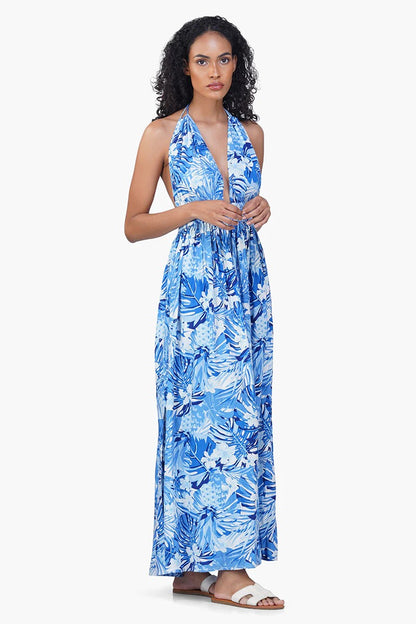 Set of 6 Tropical Blue Maxi Dress (S,M,L)