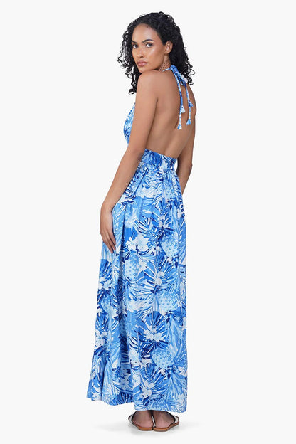 Set of 6 Tropical Blue Maxi Dress (S,M,L)