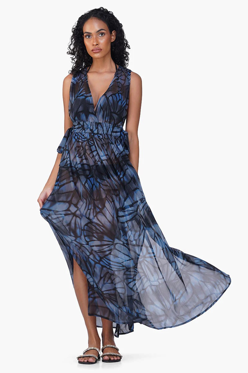 Set of 6 Blue Morpho Printed Cover Up Dress (S,M,L)