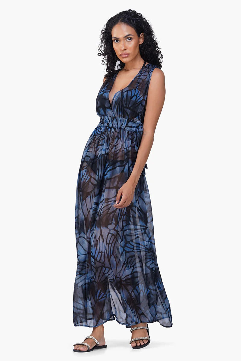 Set of 6 Blue Morpho Printed Cover Up Dress (S,M,L)