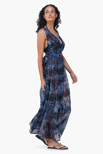 Set of 6 Blue Morpho Printed Cover Up Dress (S,M,L)