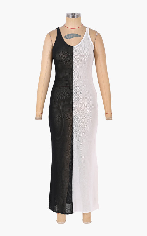 Set of 6 Black And White Color Block Bodycone Cover Up (S,M,L)