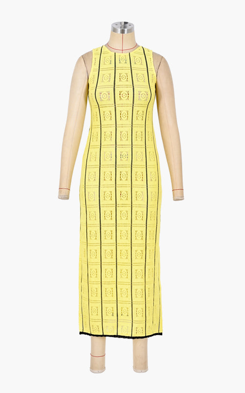 Set of 6 Lemon Crochet Lace Fabric Cover Up Long Dress (S,M,L)