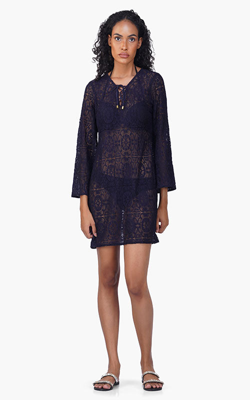Set of 6 Indigo Lace Cover Up Short Dress (S,M,L)