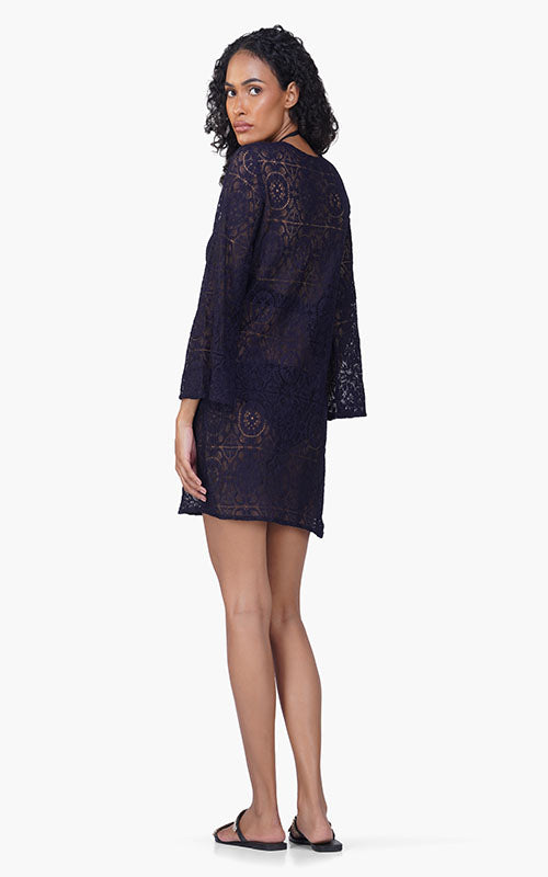 Set of 6 Indigo Lace Cover Up Short Dress (S,M,L)
