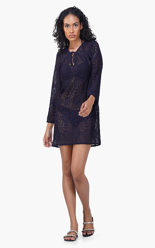 Set of 6 Indigo Lace Cover Up Short Dress (S,M,L)
