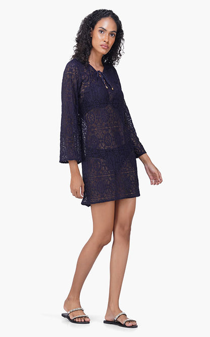Set of 6 Indigo Lace Cover Up Short Dress (S,M,L)