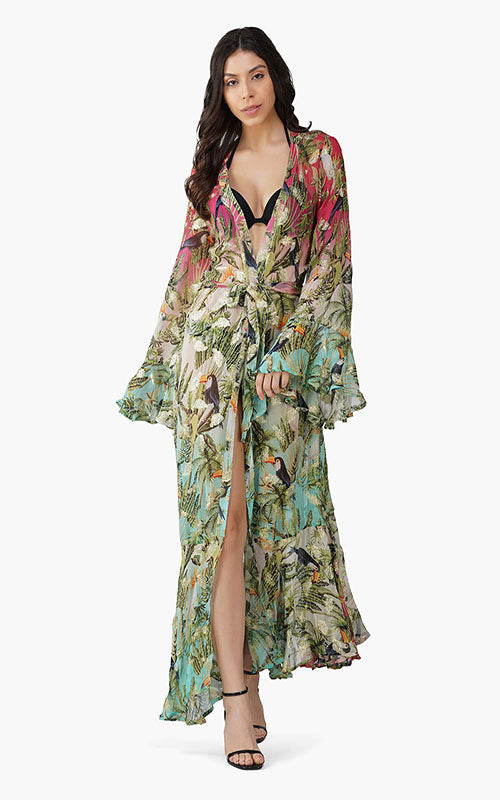 Set of 6 Tropical Toucan Front Open Cover Up (S,M,L)