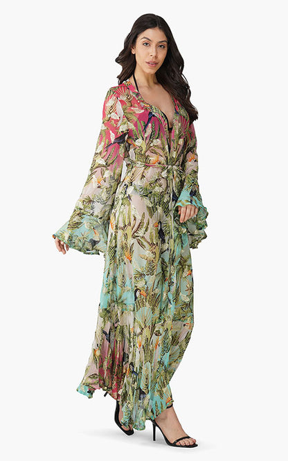 Set of 6 Tropical Toucan Front Open Cover Up (S,M,L)