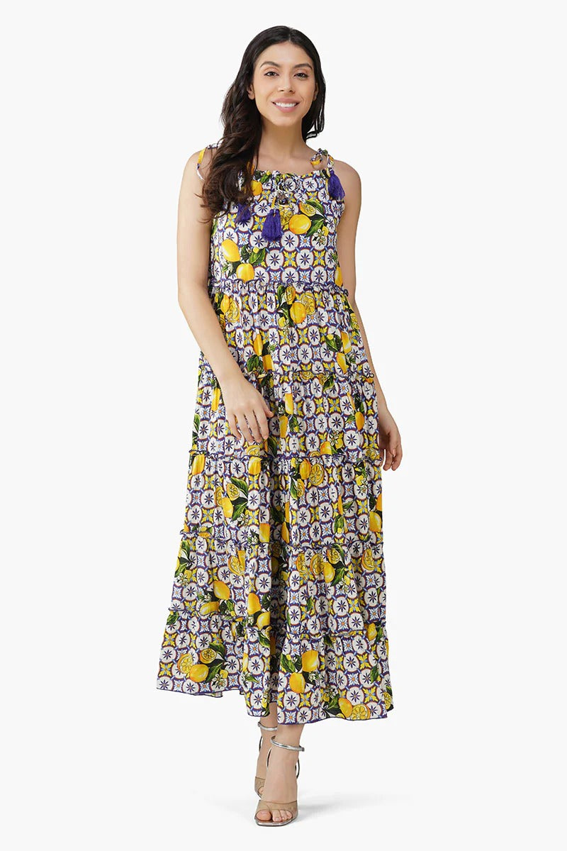 Set of 6 Citrus Lemon Maxi Dress (S,M,L)