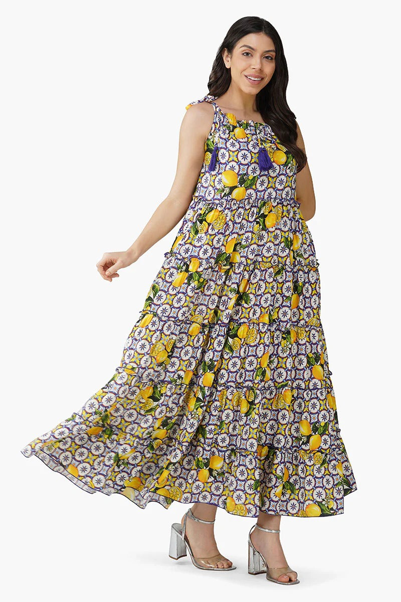 Set of 6 Citrus Lemon Maxi Dress (S,M,L)