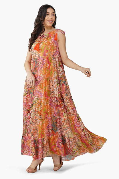 Set of 6 Barbara Printed  Maxi Dress (S,M,L)