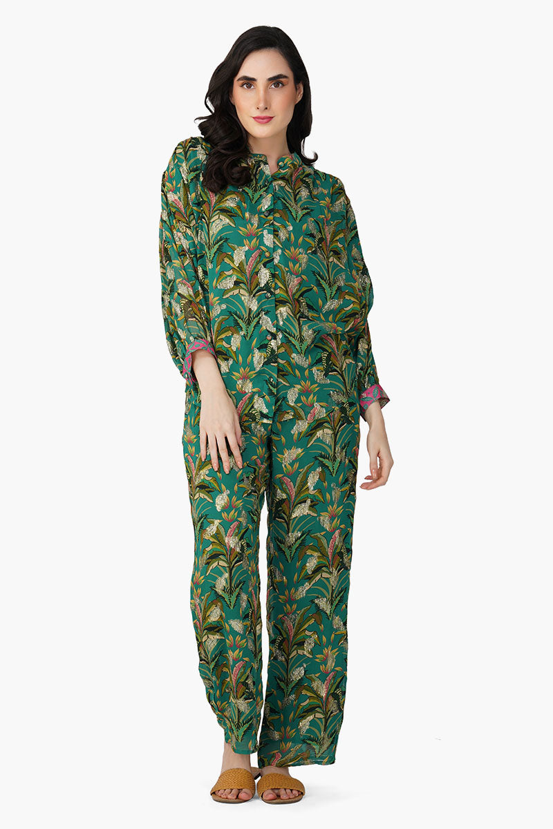 Set of 6 Tropical Ash Leaf Printed Pants (S,M,L)