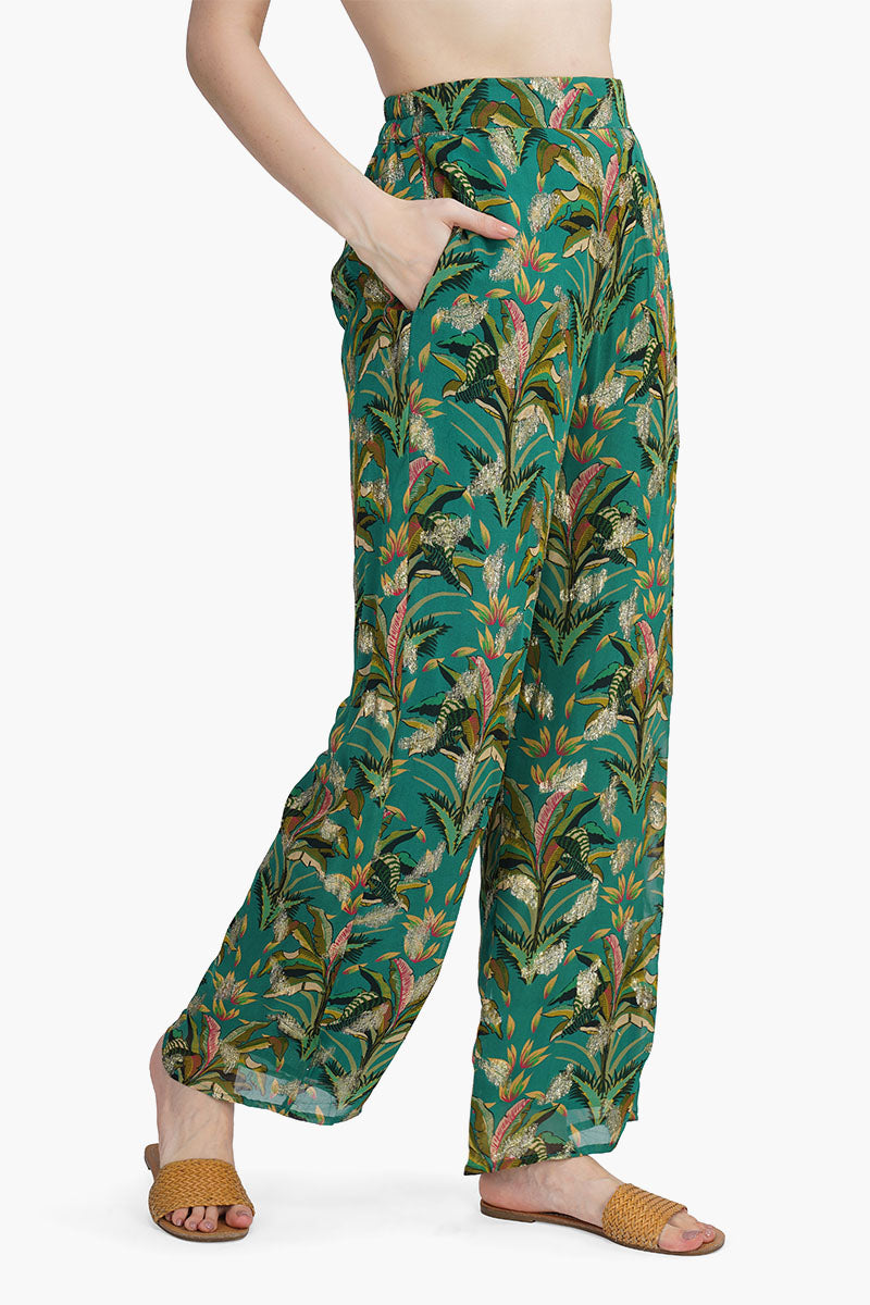 Set of 6 Tropical Ash Leaf Printed Pants (S,M,L)