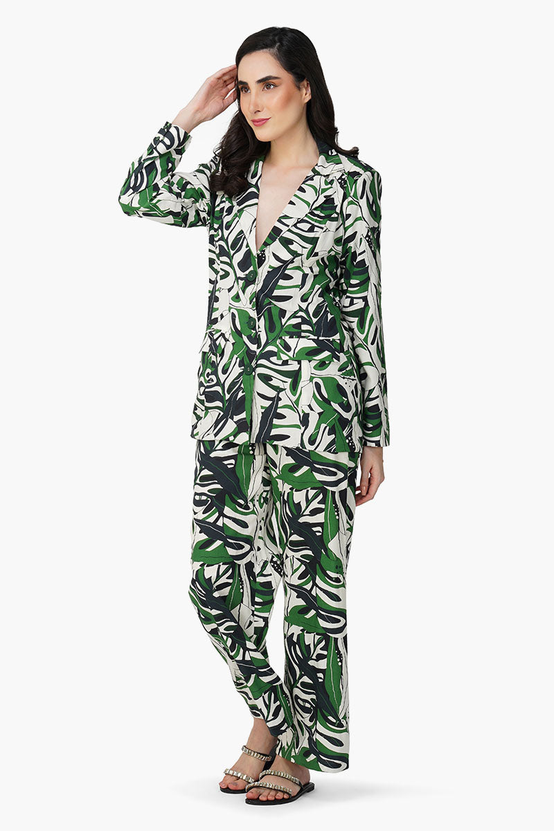 Set of 6 Green Birch Tropical Printed Blazer (S,M,L)