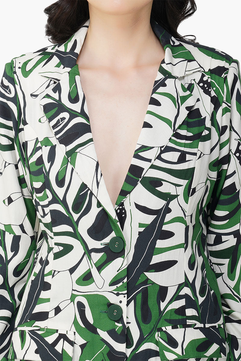 Set of 6 Green Birch Tropical Printed Blazer (S,M,L)