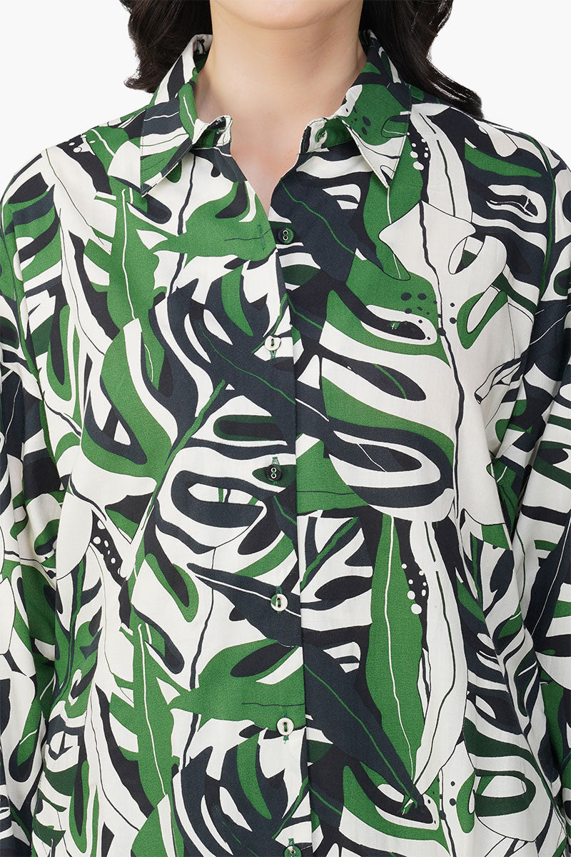 Set of 6 Green Birch Tropical Printed  Shirt (S,M,L)