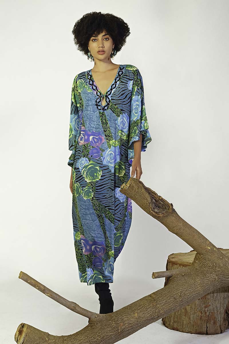 Set of 6 Blue Carribean Floral Printed Maxi Dress (S,M,L)