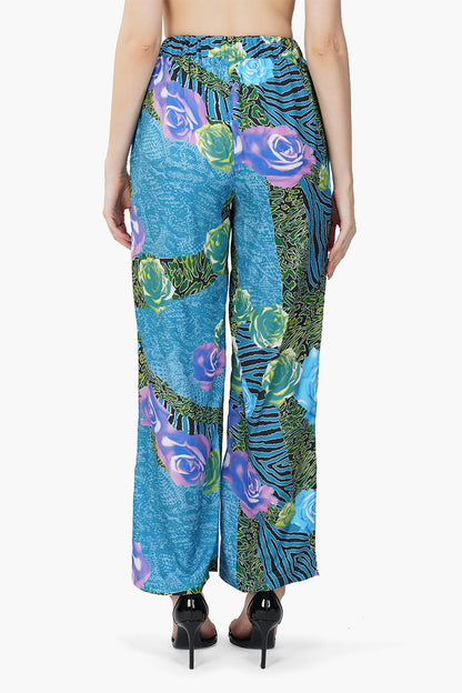 Set of 6 Blue Carribean Floral Printed Pant (S,M,L)