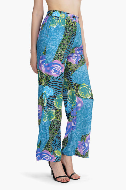 Set of 6 Blue Carribean Floral Printed Pant (S,M,L)