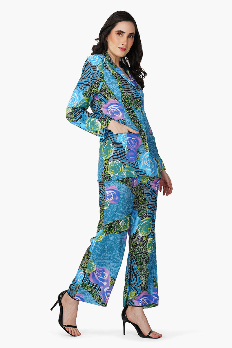 Set of 6 Blue Carribean Floral Printed Blazer (S,M,L)