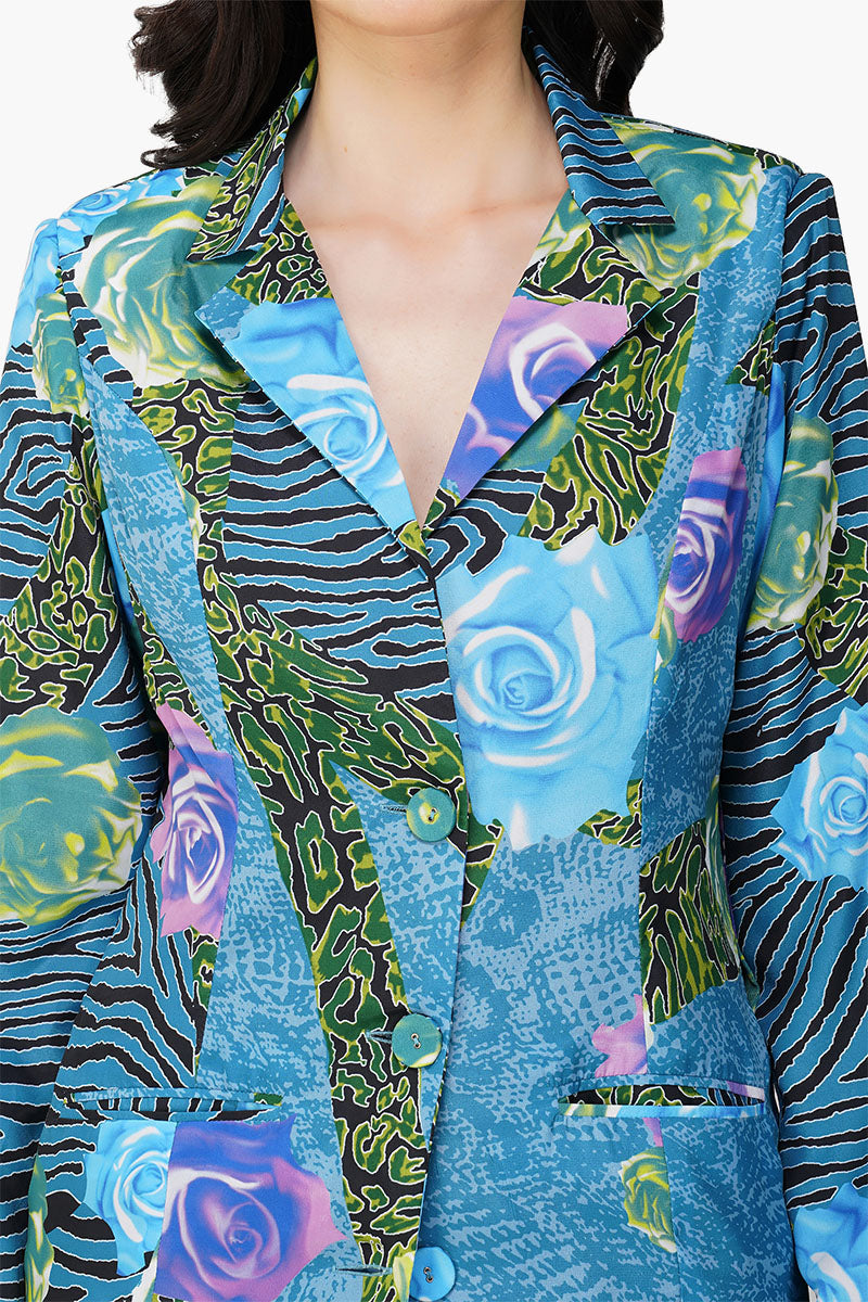 Set of 6 Blue Carribean Floral Printed Blazer (S,M,L)