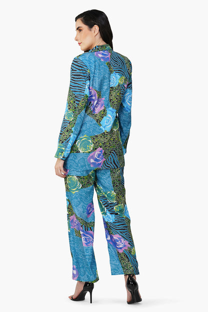 Set of 6 Blue Carribean Floral Printed Blazer (S,M,L)