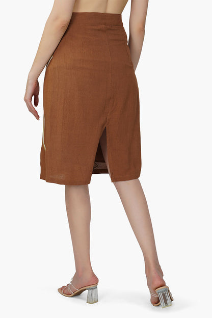 Set of 6 Tawny Brown Palm Embroidered Short Skirt (S,M,L)