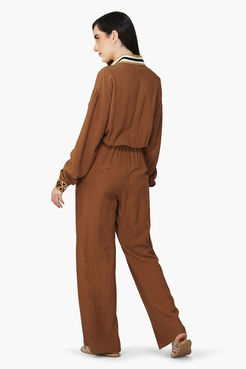 Set of 6 Tawny Brown Embroidered Jumpsuit (S,M,L)