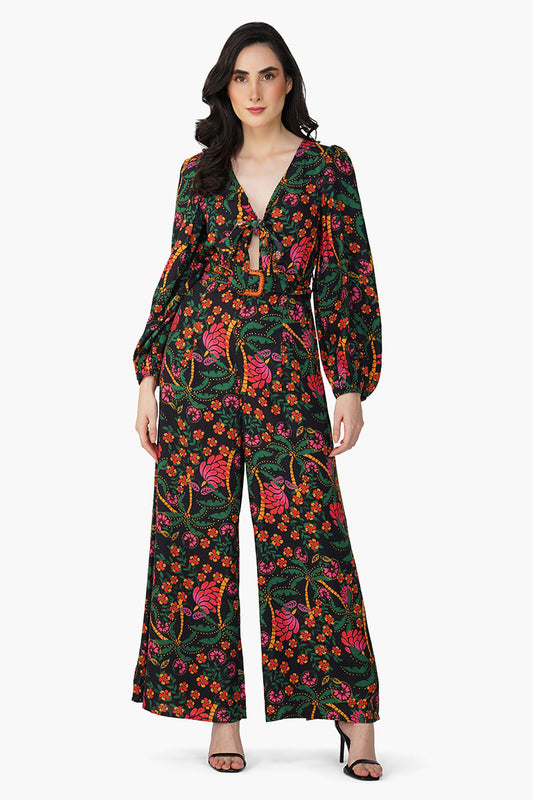 Set of 6 Black Autumn Flora Embellished Jumpsuit (S,M,L)