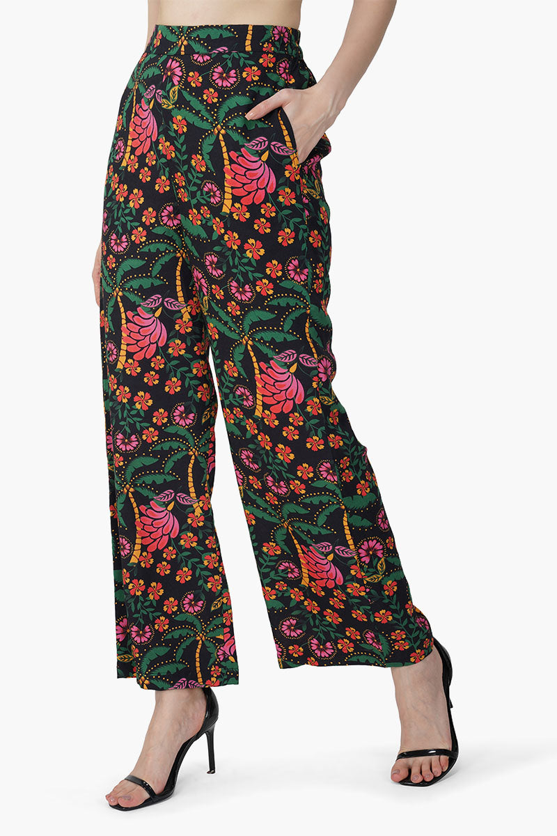 Set of 6 Black Autumn Flora Pants (S,M,L)