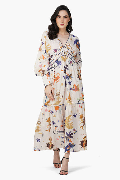 Set of 6 Day And Night Mix Match Celestial Printed Maxi Dress (S,M,L)