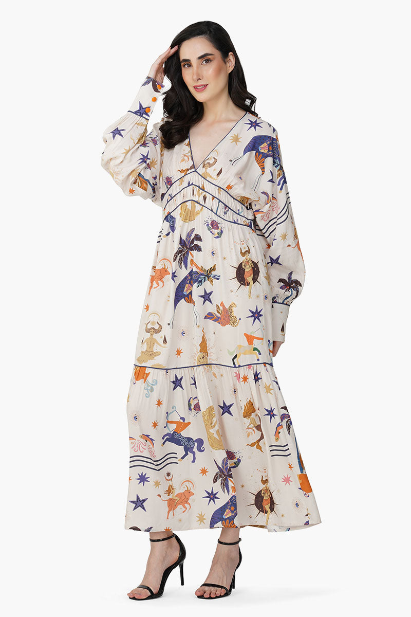 Set of 6 Day And Night Mix Match Celestial Printed Maxi Dress (S,M,L)