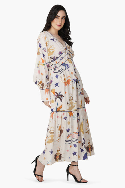 Set of 6 Day And Night Mix Match Celestial Printed Maxi Dress (S,M,L)